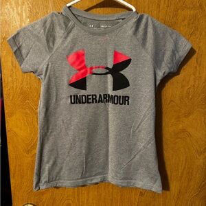 Under Armour Gray and Red Short Sleeve Tee